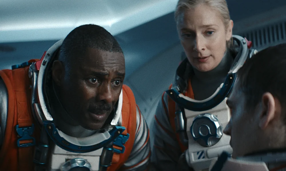 Idris Elba in Above the Below, a survival thriller about astronauts trapped underwater after a space mission disaster.