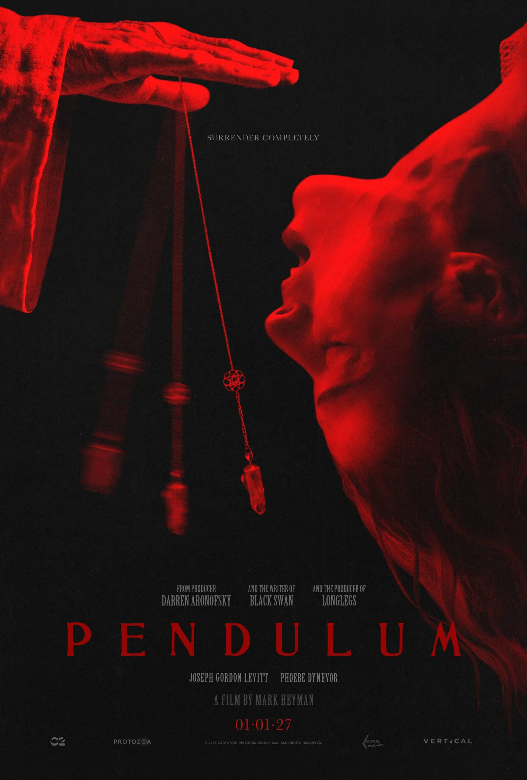 New poster for Pendulum featuring Joseph Gordon-Levitt and Phoebe Dynevor in the upcoming horror movie from Mark Heyman.